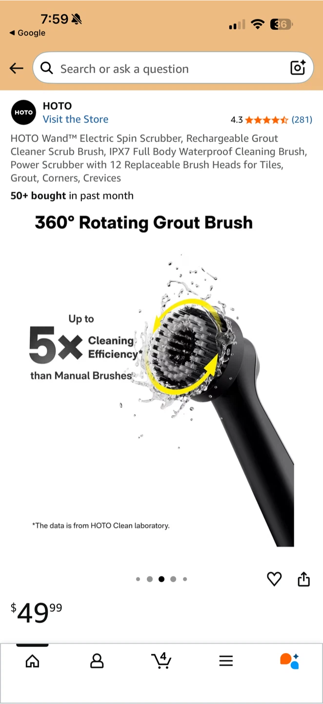 HOTO Wand Electric Spin Scrubber with 12 Brush Heads - photo 3
