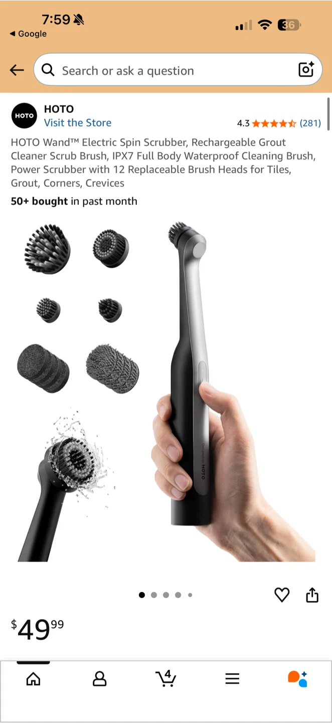 HOTO Wand Electric Spin Scrubber with 12 Brush Heads