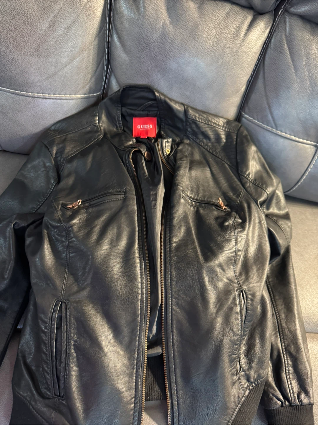 Guess Faux Leather Jacket - Black - Size L - photo 2