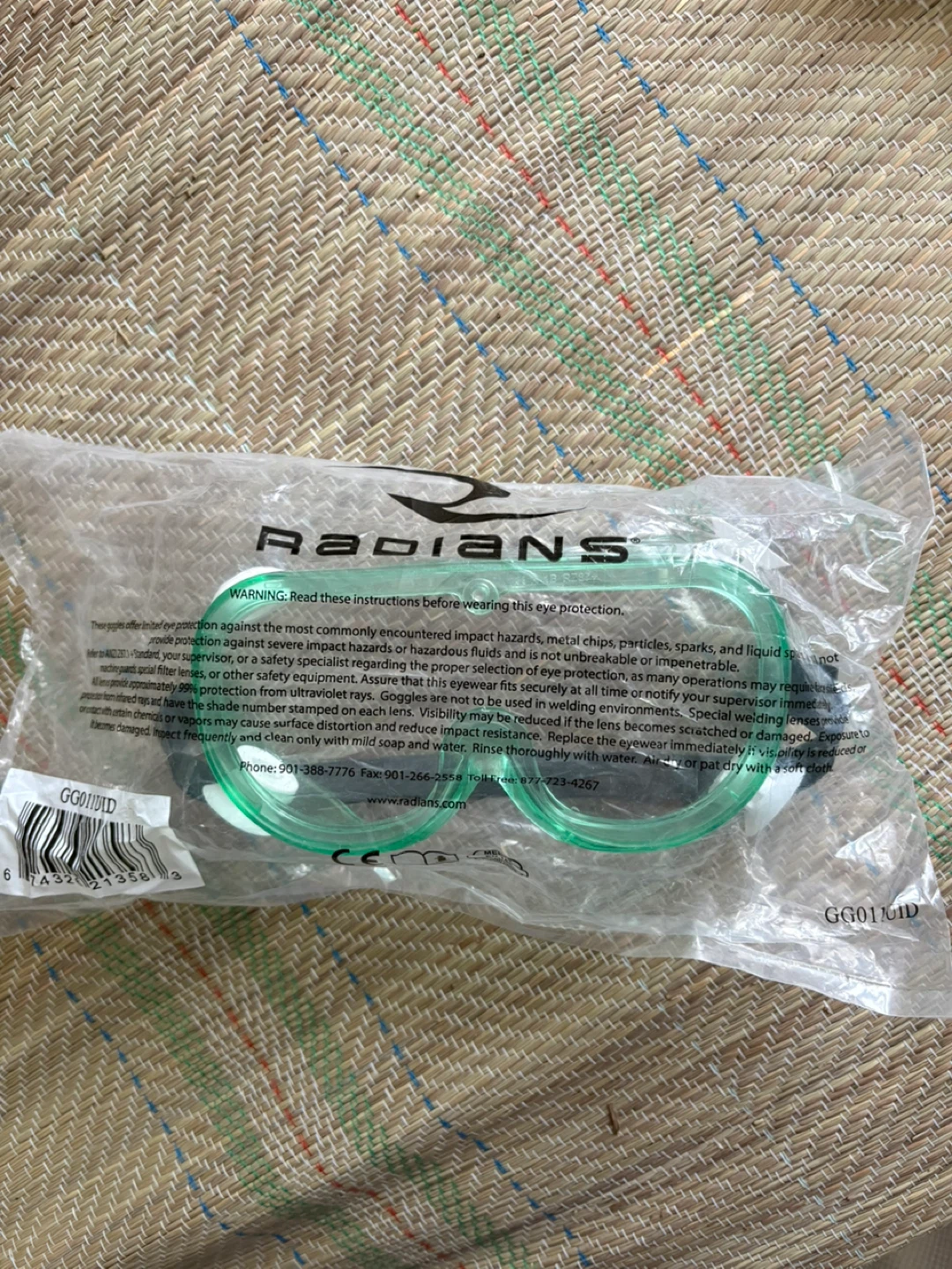 Radians Green Safety Goggles