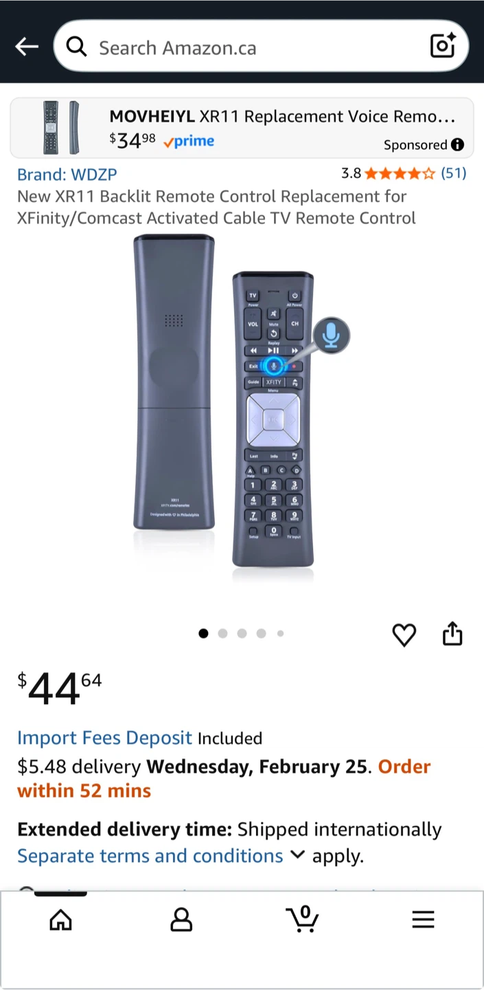Shaw XR11 Backlit Voice Remote  (IR & RF)