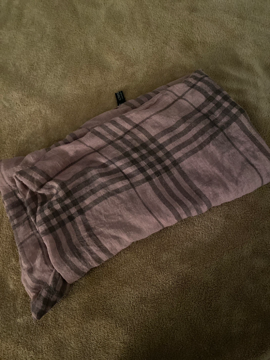 Pink and Grey Plaid Scarf