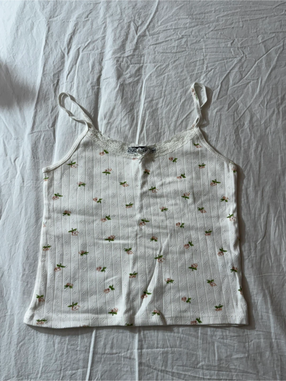 Brandy Melville Floral Ribbed Tank Top
