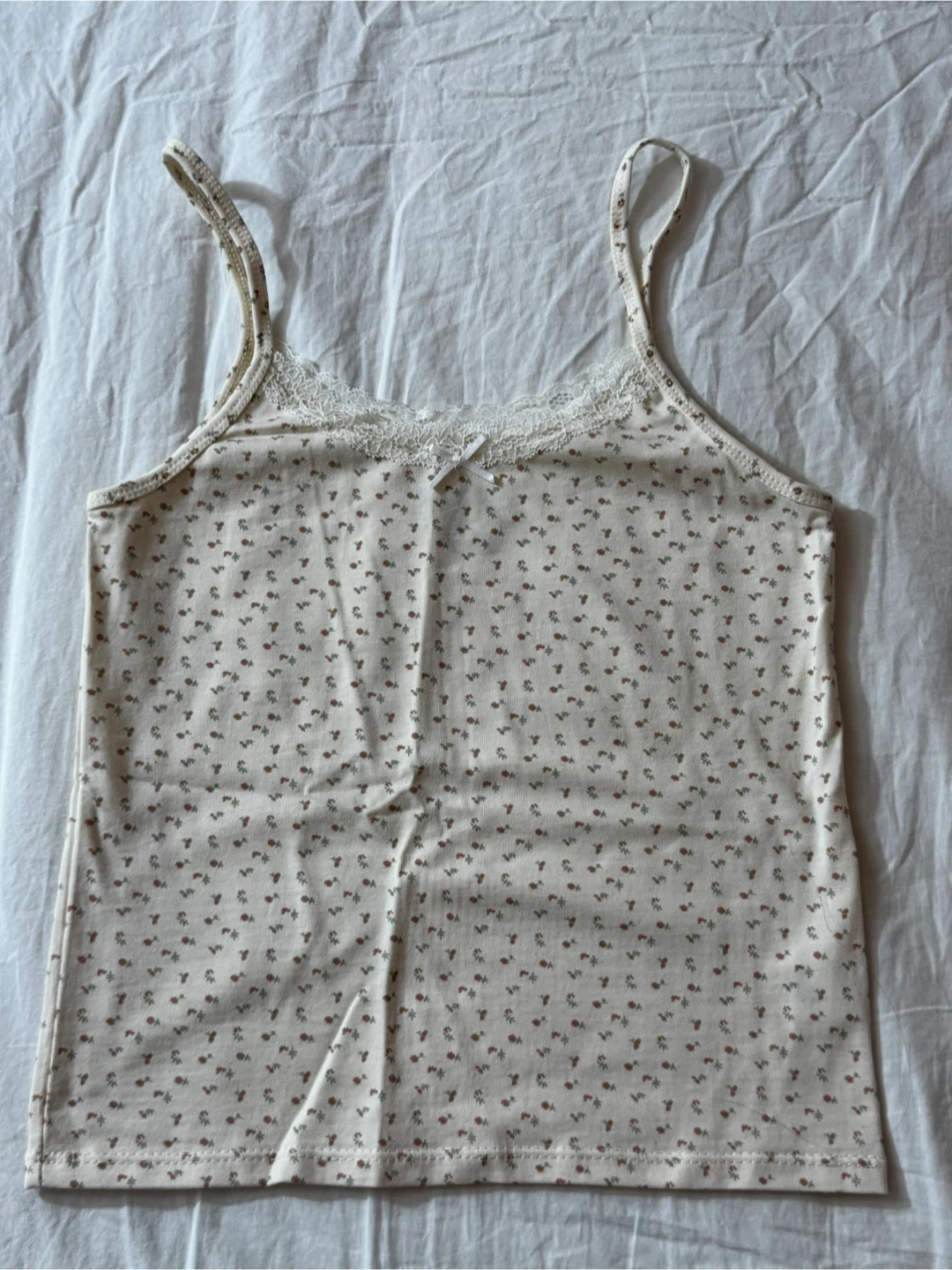 Cream Floral Lace Trim Camisole