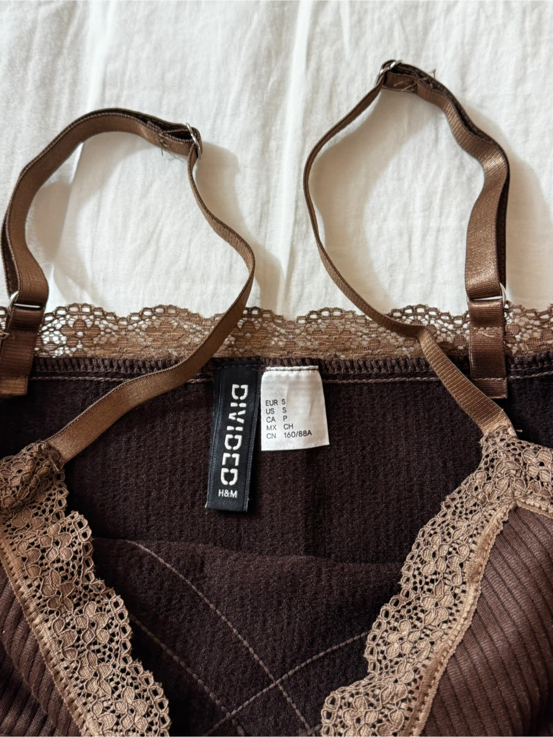 H&M Divided Brown Lace Trim Cami Top - Size S - photo 2