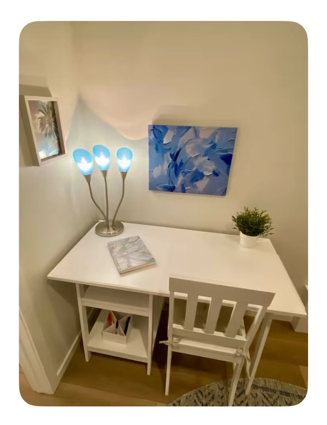 White Writing Desk with Shelves and Chair - photo 2