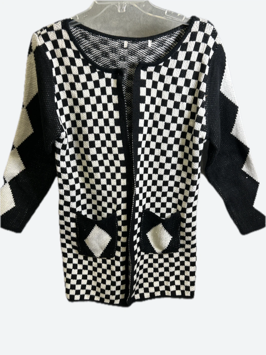 Black and White Checkerboard Cardigan