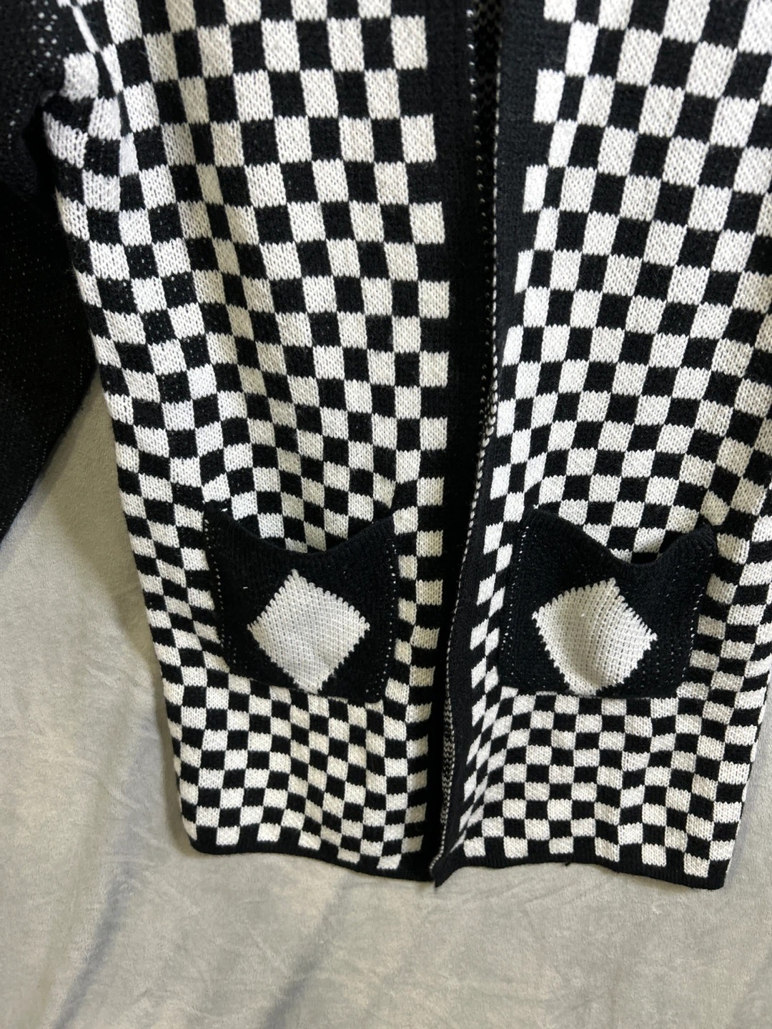 Black and White Checkerboard Cardigan - photo 2