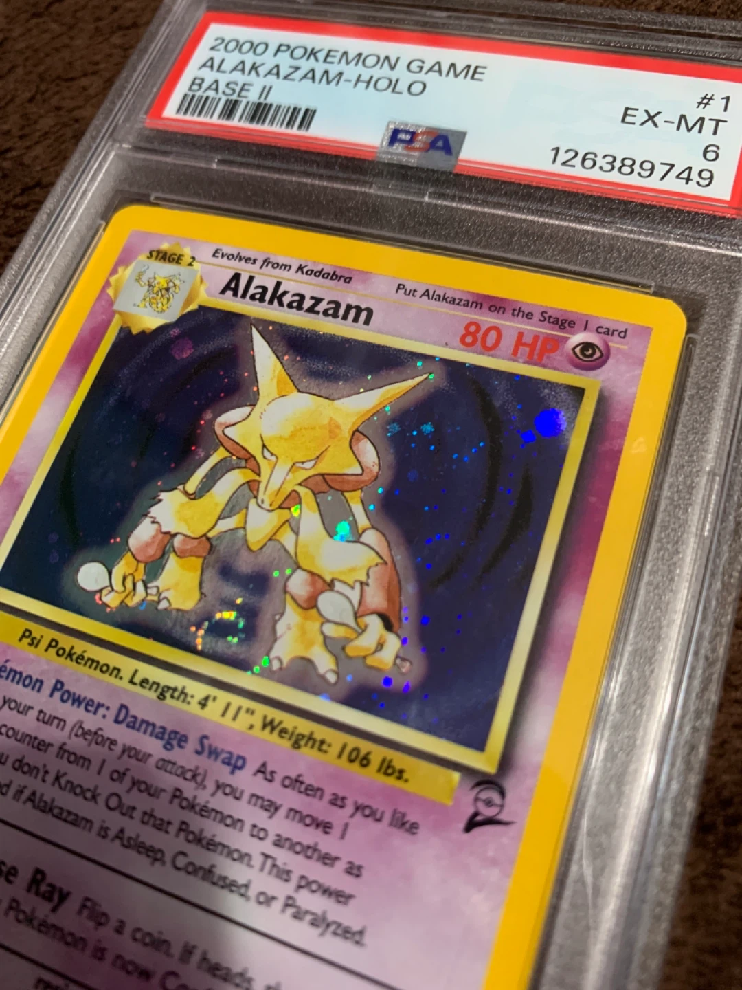 2000 Pokemon Game Alakazam Holo Base Set 2 PSA 6 - photo 5