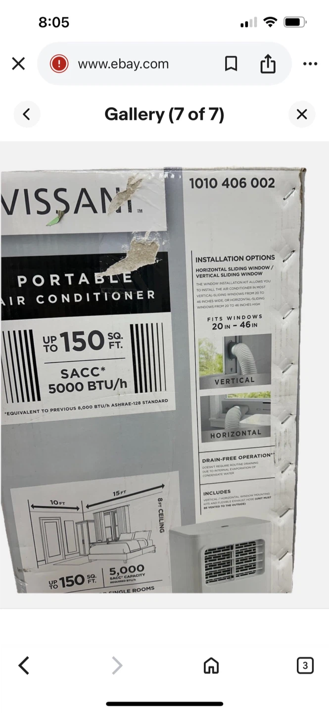 VISSANI Portable Air Conditioner - 5000 BTU