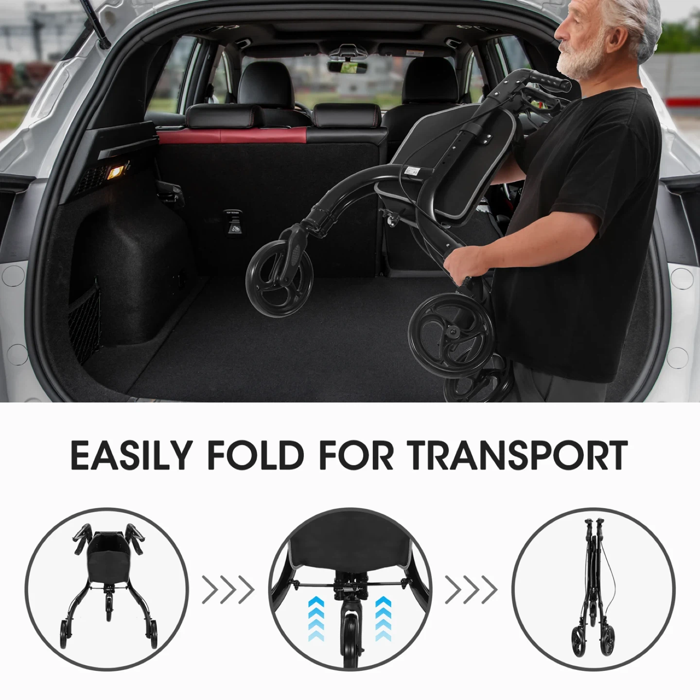 MaxKare 4-Wheel Walker with Seat and Bag - photo 2