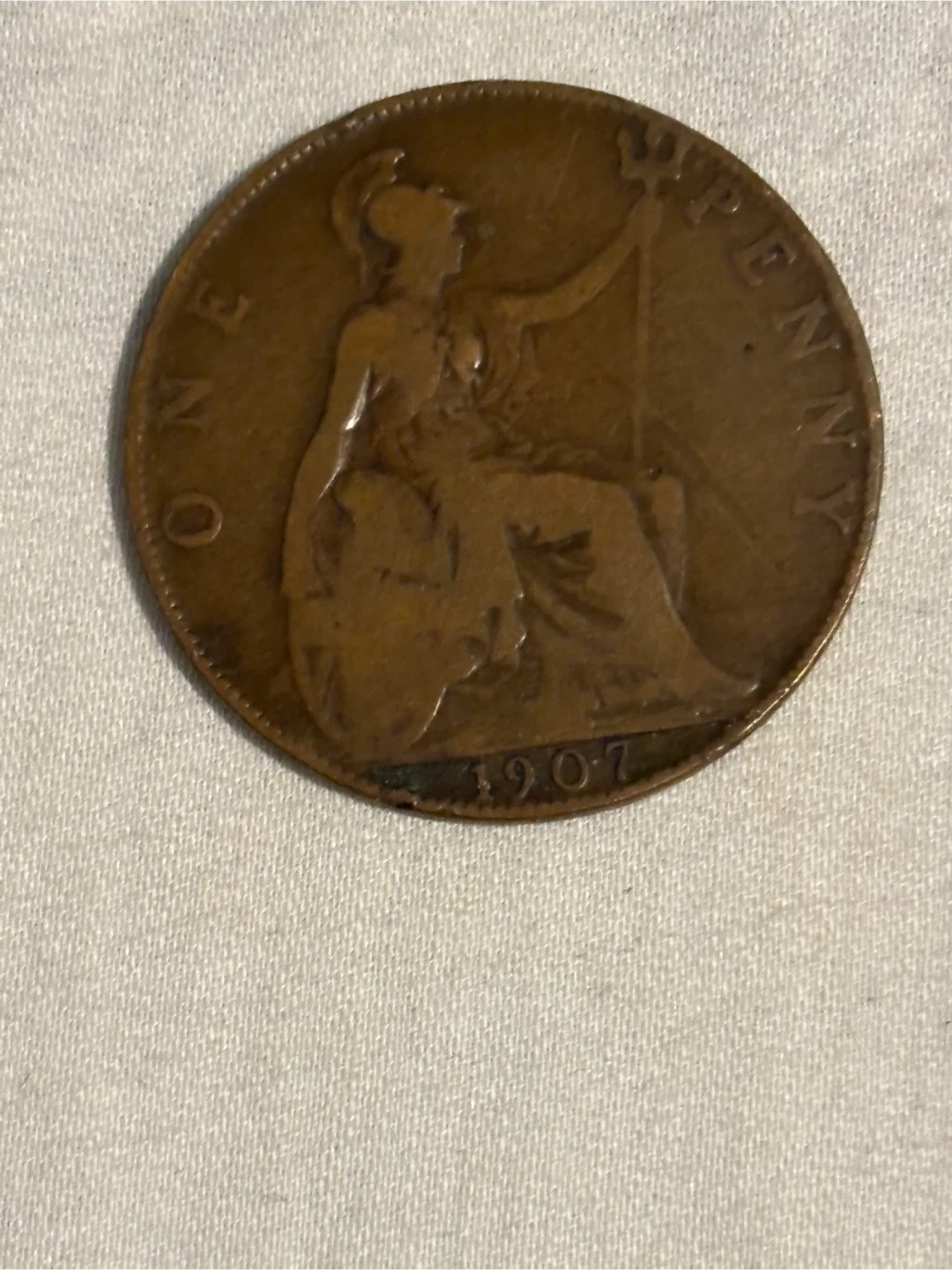 1907 British Penny Coin - photo 2