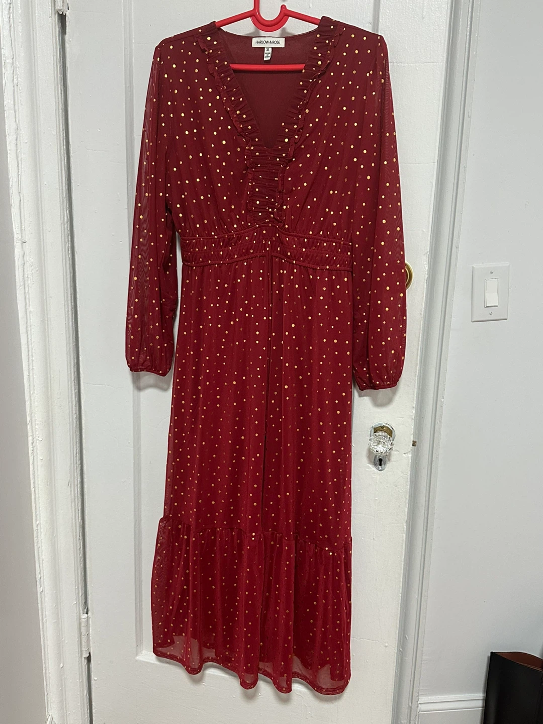 Harlow & Rose Red & Gold Polka Dot Dress Size XL