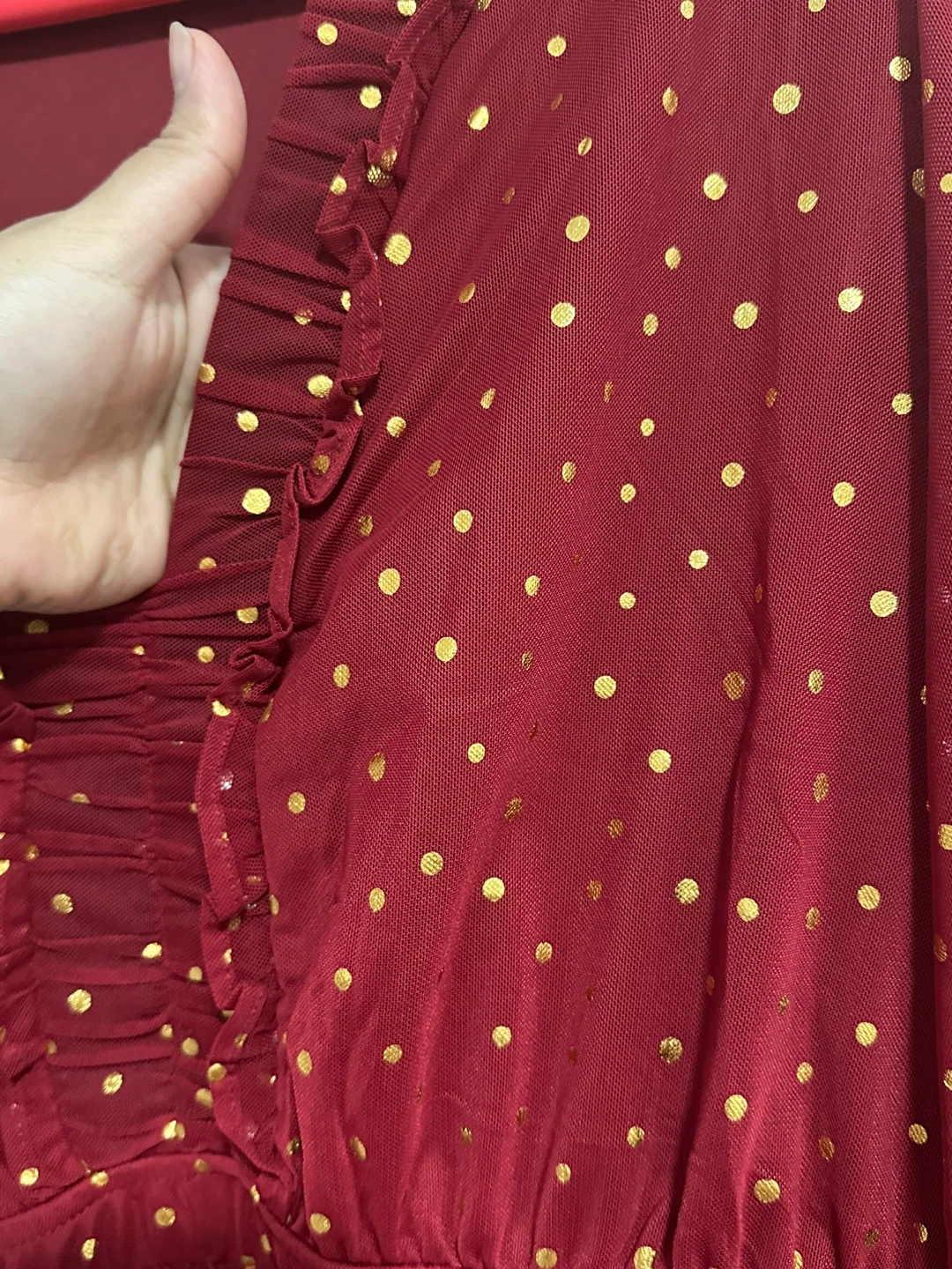 Harlow & Rose Red & Gold Polka Dot Dress Size XL - photo 2