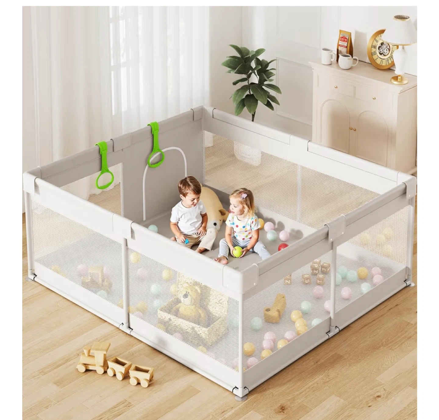 Extra Large Baby Playpen for Kids & Parents - Grey