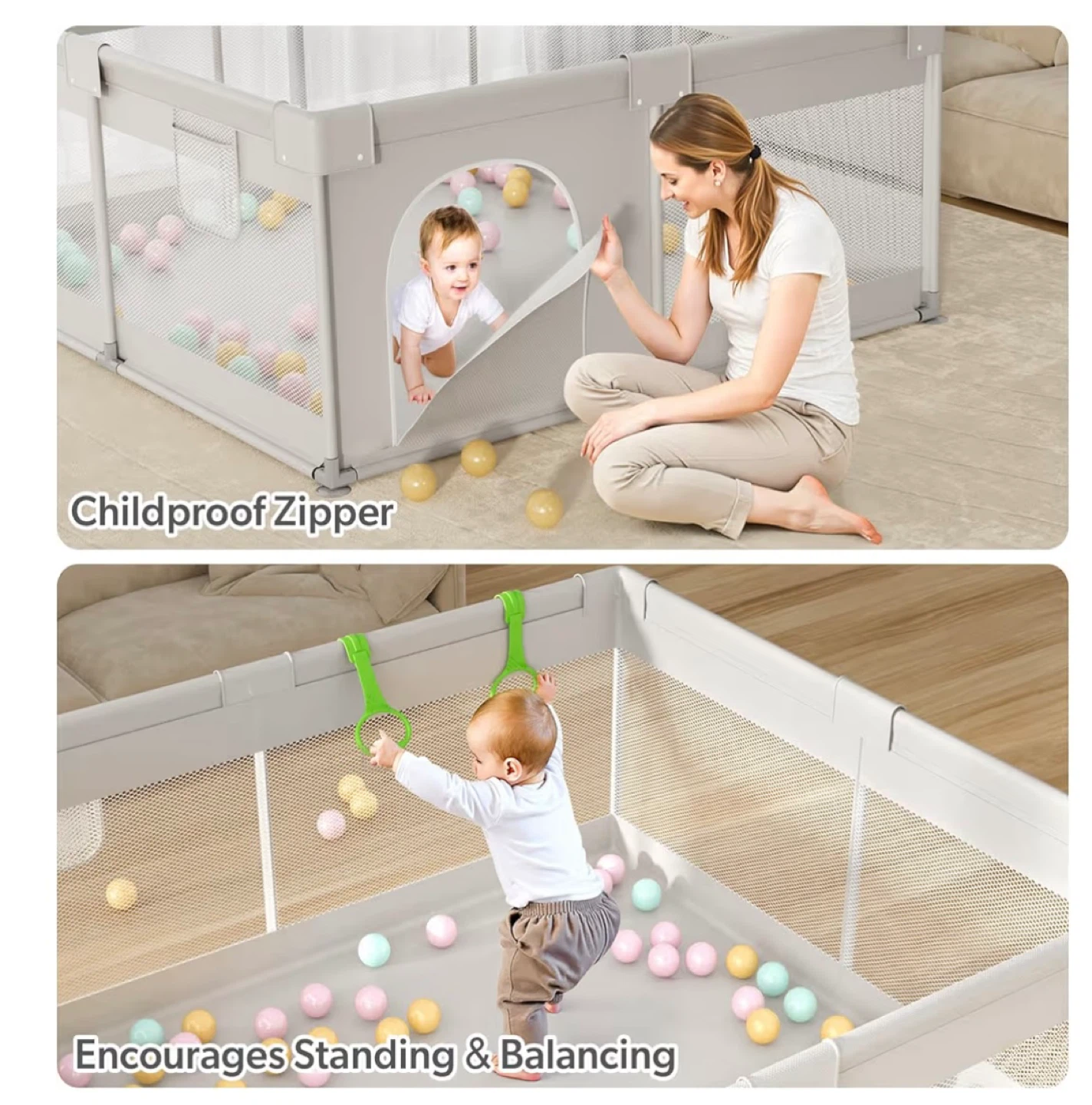Extra Large Baby Playpen for Kids & Parents - Grey - photo 5