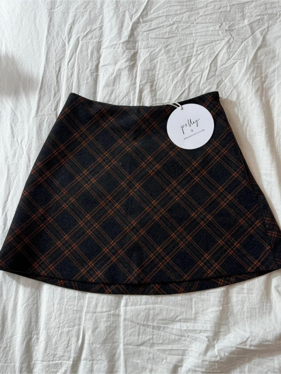 Princess Polly Mini Skirt Charcoal Plaid - Size 0