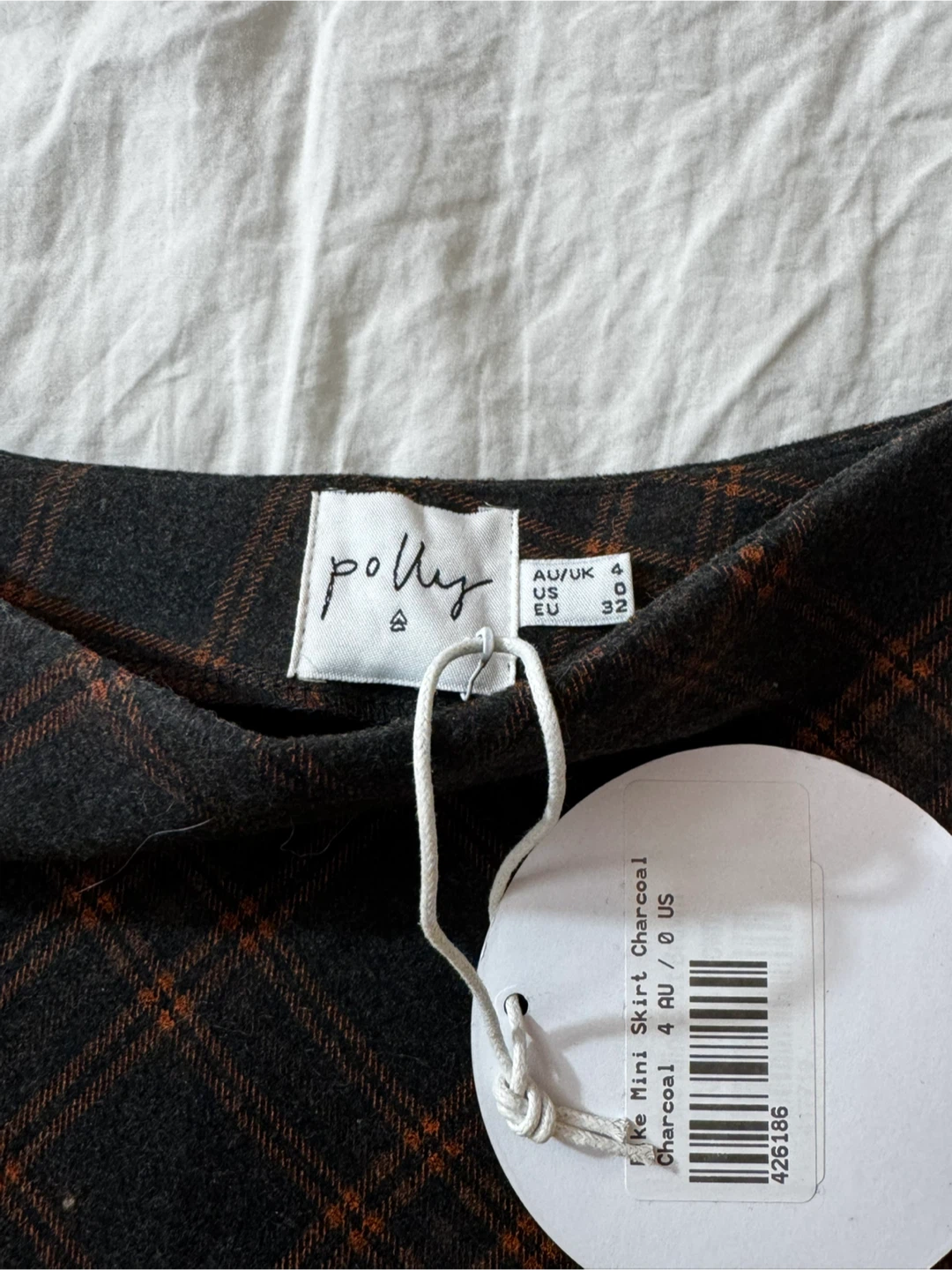 Princess Polly Mini Skirt Charcoal Plaid - Size 0 - photo 2
