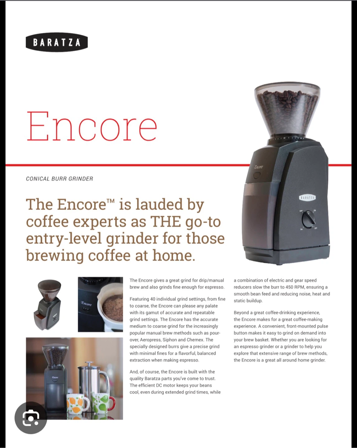 Baratza Encore Conical Burr Coffee Grinder - photo 3