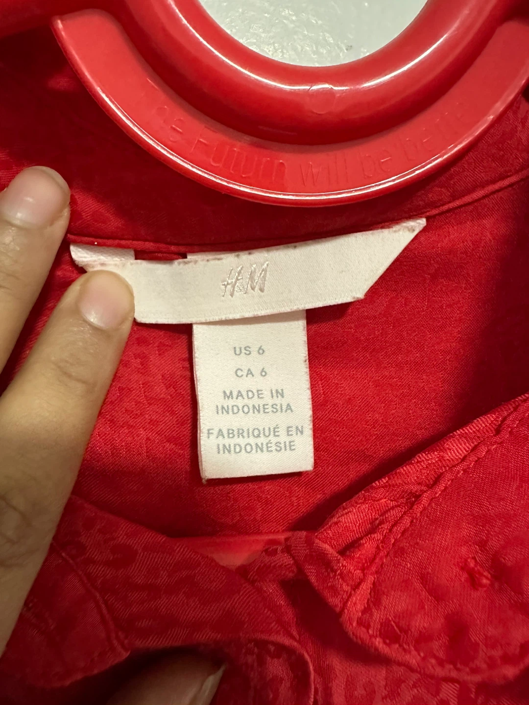 H&M Red Leopard Print Button-Up Shirt Size US 6 - photo 4