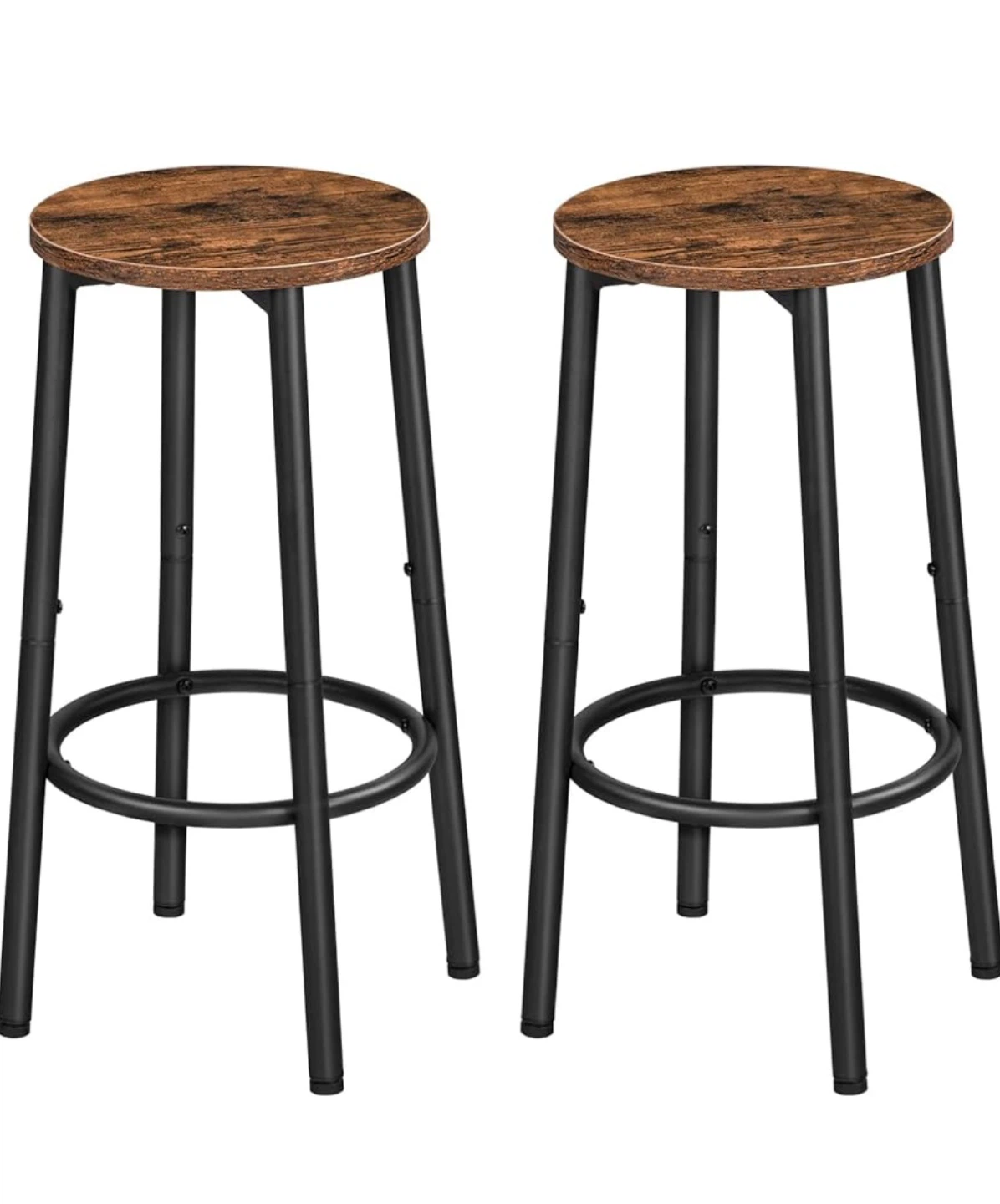 Rustic Wood Top Bar Stools (Set of 2)