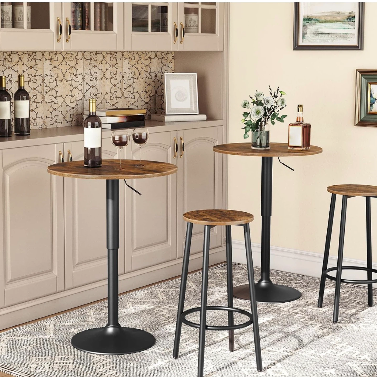 Rustic Wood Top Bar Stools (Set of 2) - photo 2