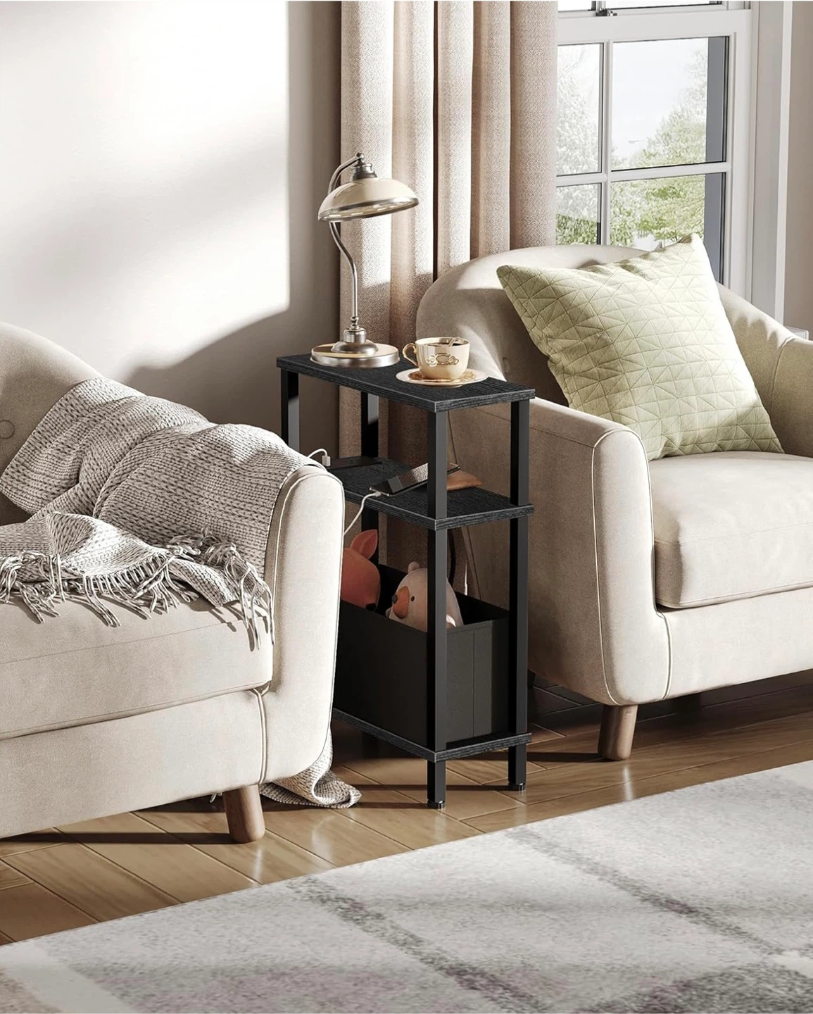 3-Tier Narrow End Table with Charging Station - photo 2