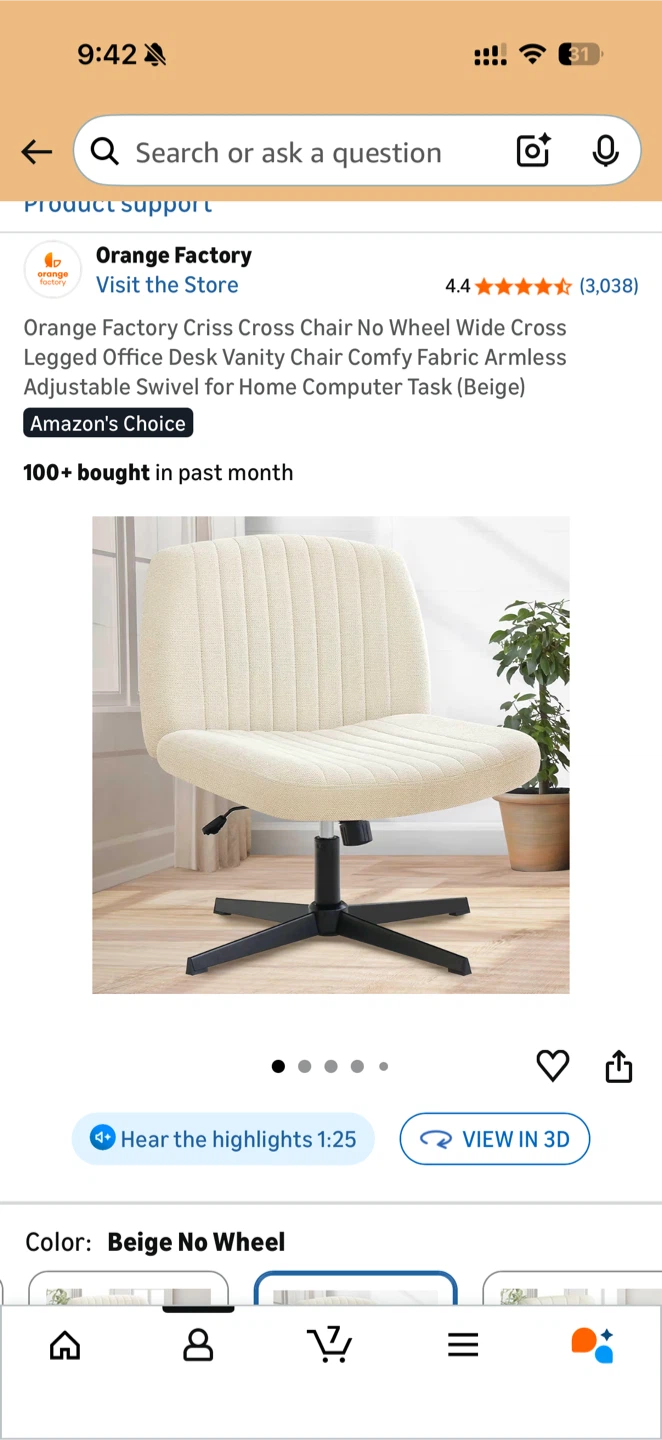Orange Factory Beige Cross Criss Office Desk Chair - photo 2