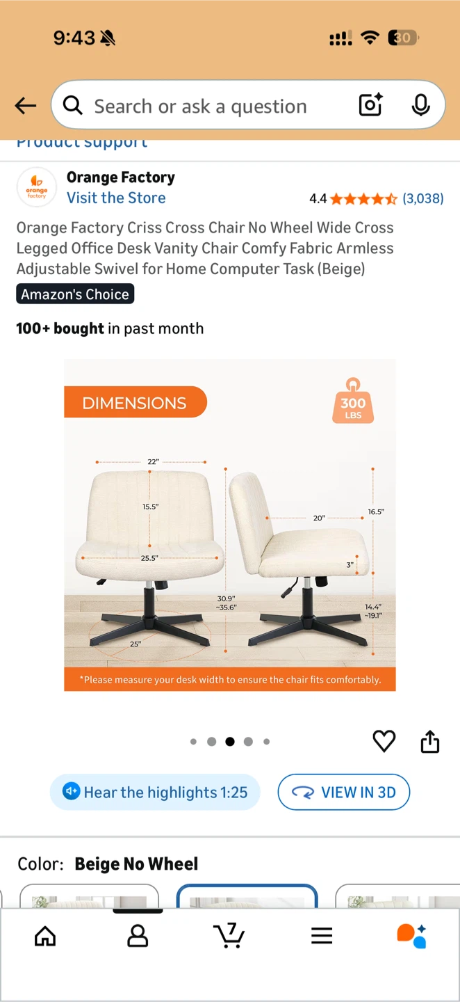 Orange Factory Beige Cross Criss Office Desk Chair - photo 3