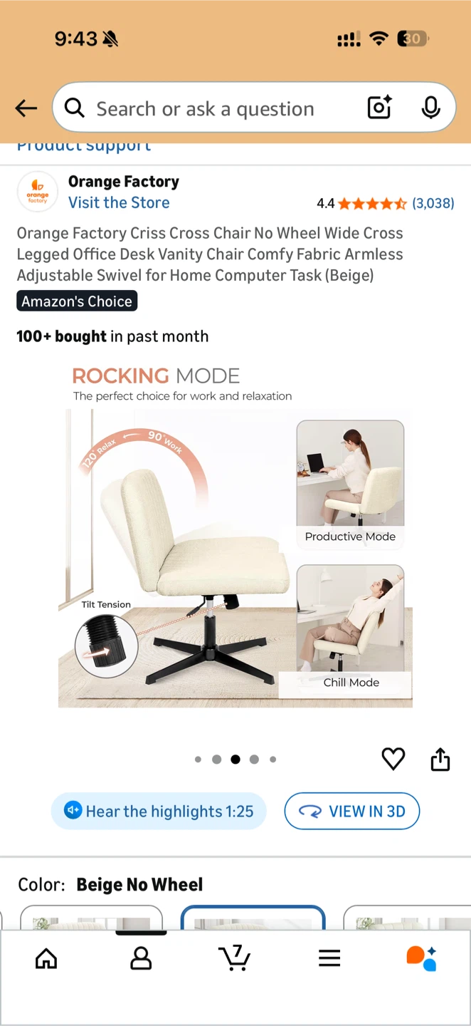 Orange Factory Beige Cross Criss Office Desk Chair - photo 4