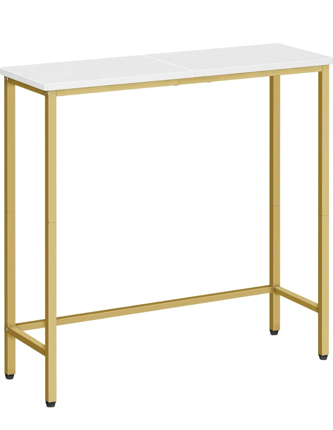 Narrow Console Table with White Marble Top and Gold Frame