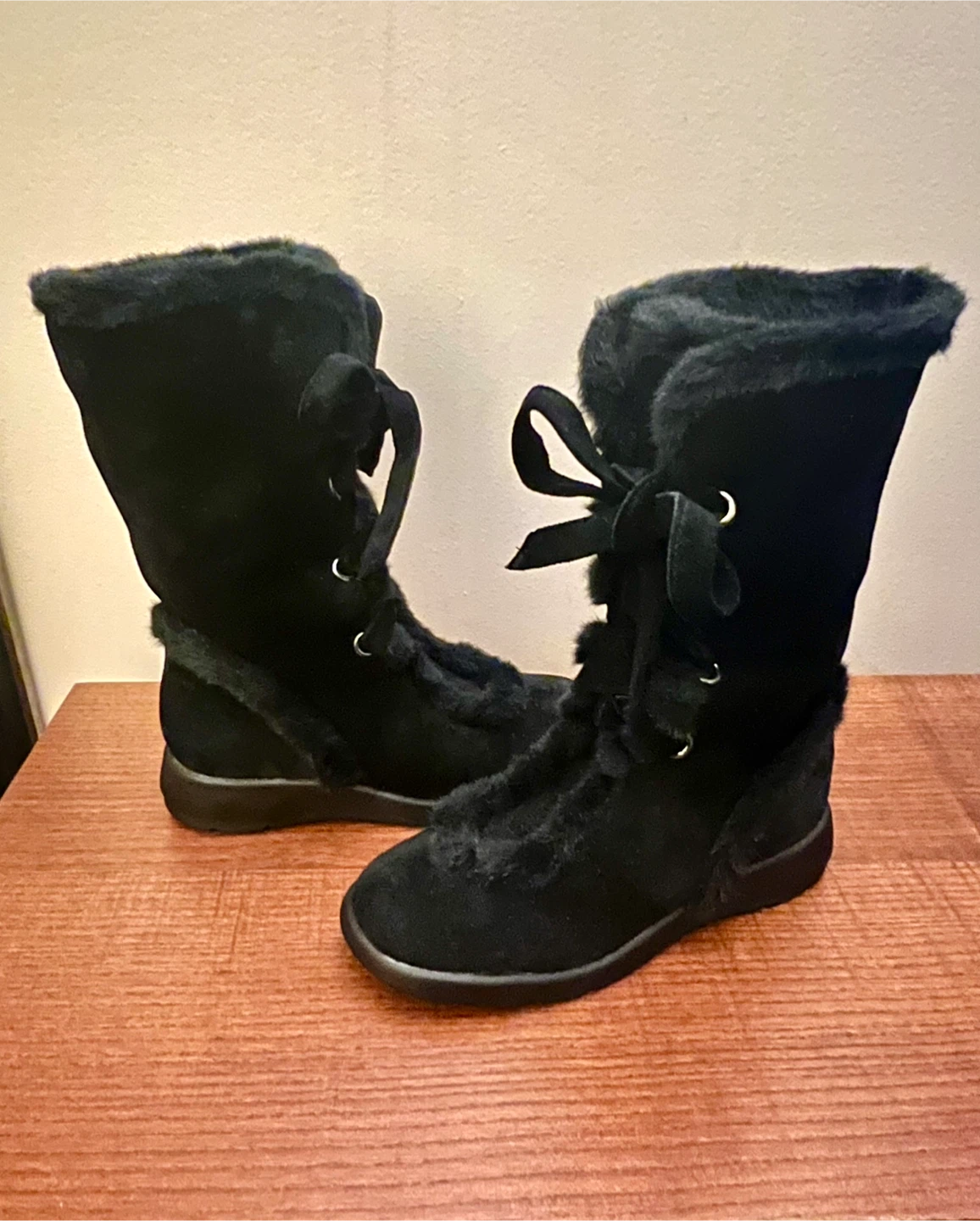 Aerosoles Size 8M Black Suede Faux Fur Women’s Boots - photo 3