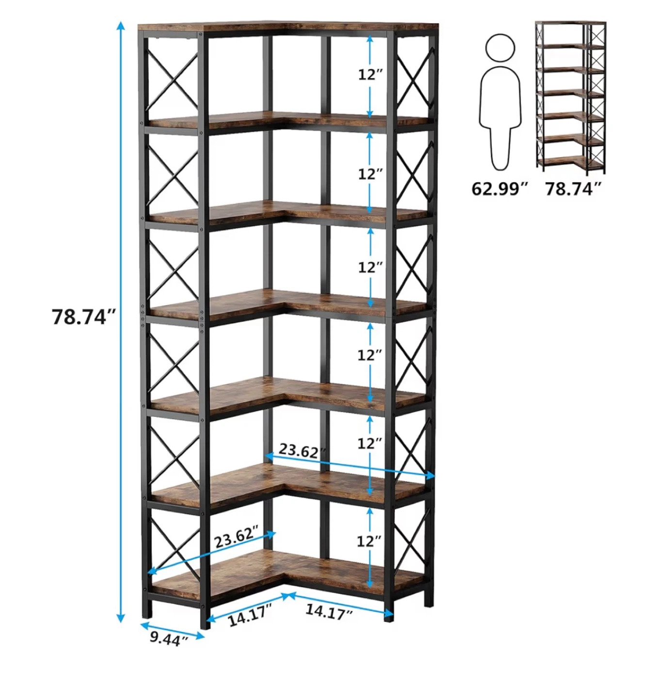 7-shelf corner bookcase - photo 2