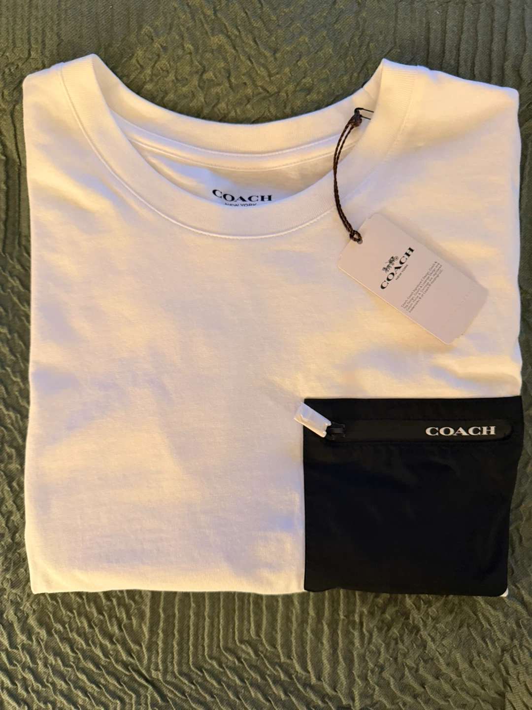 Men’s COACH White T-Shirt with Black Pocket - photo 2