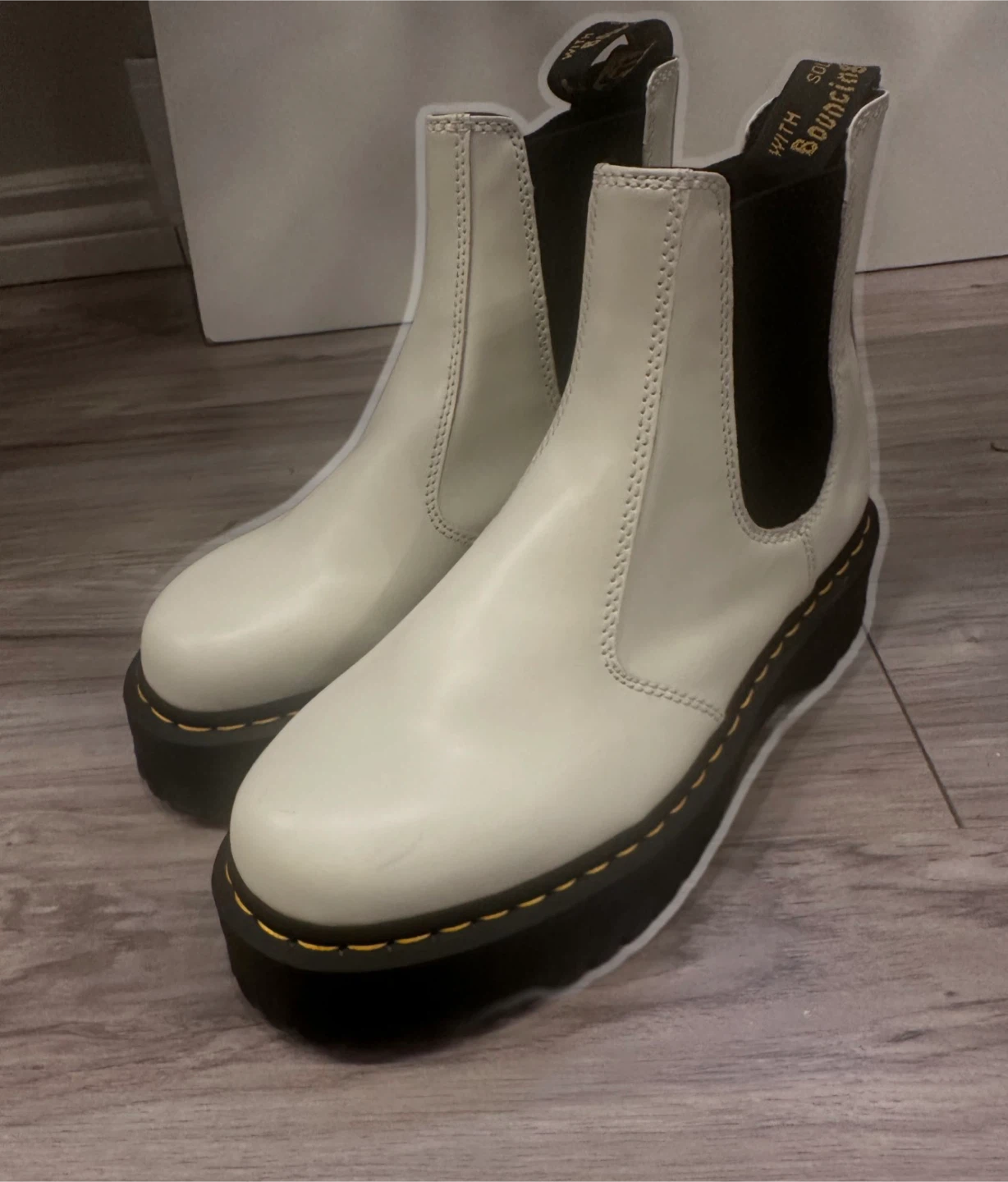 Dr. Martens White Leather Chelsea Boots Platform