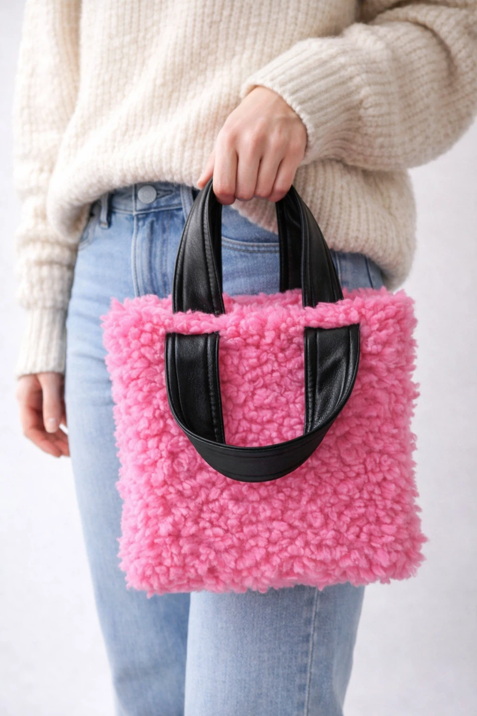 STAND STUDIO Pink Faux Fur Tote Bag - photo 2