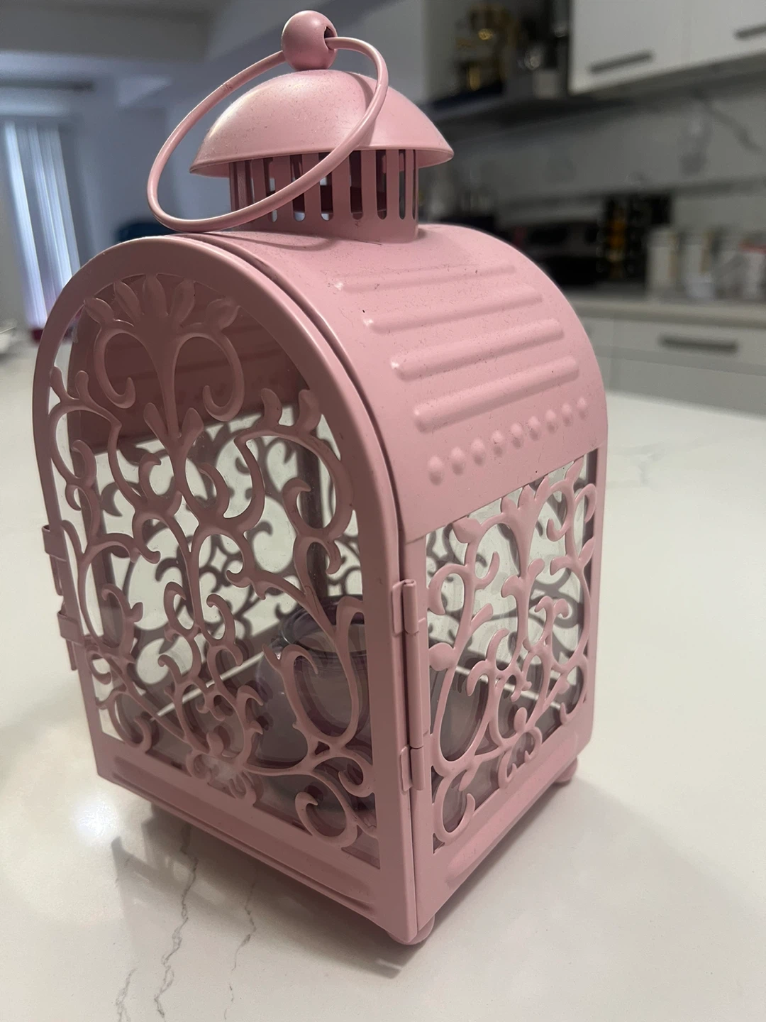Pink Decorative Lantern with Candle