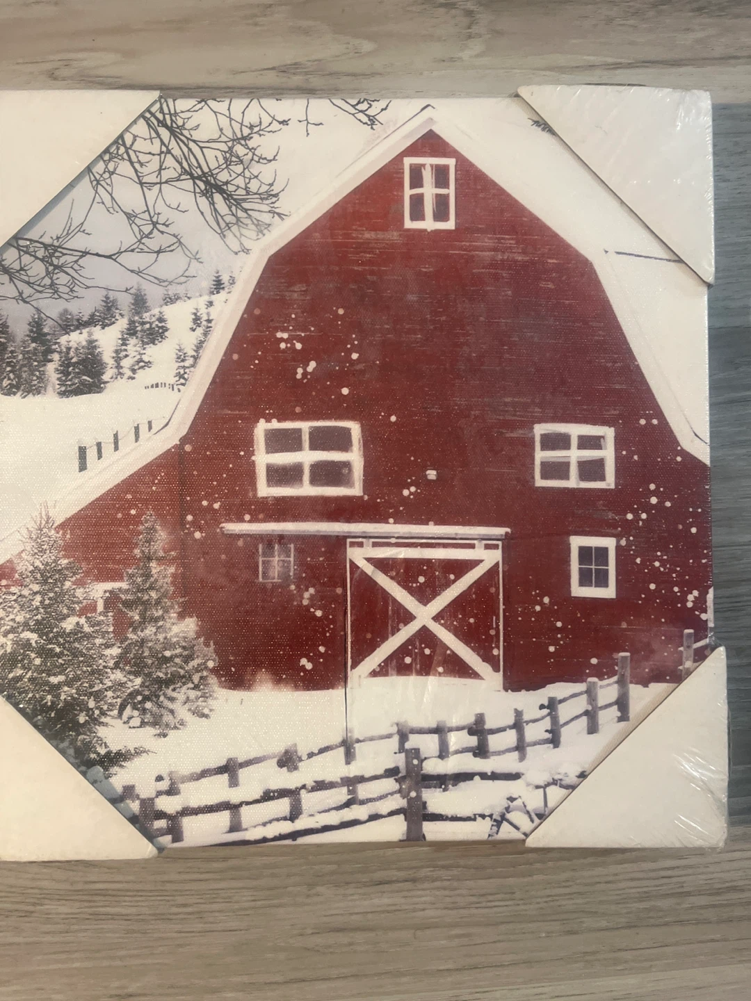 Canvas Wall Art - Red Barn in Snow
