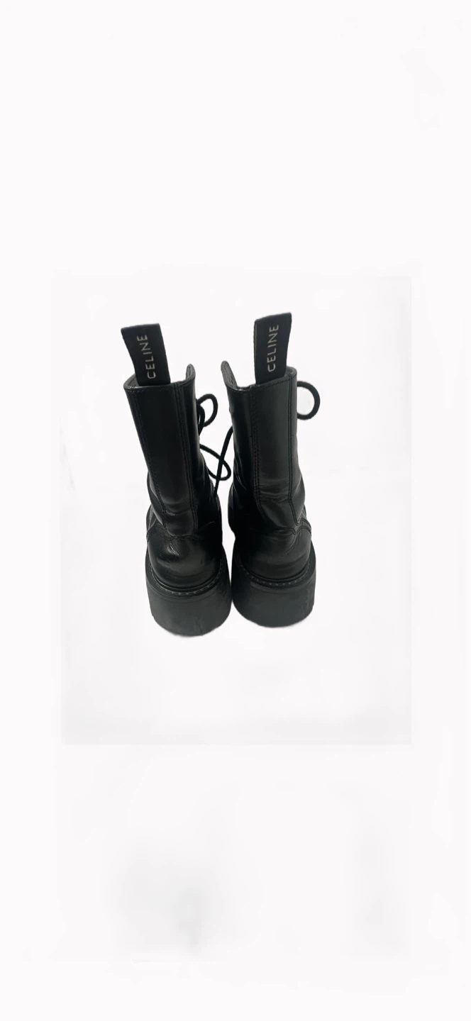 CELINE Black Leather Combat Boots - photo 2