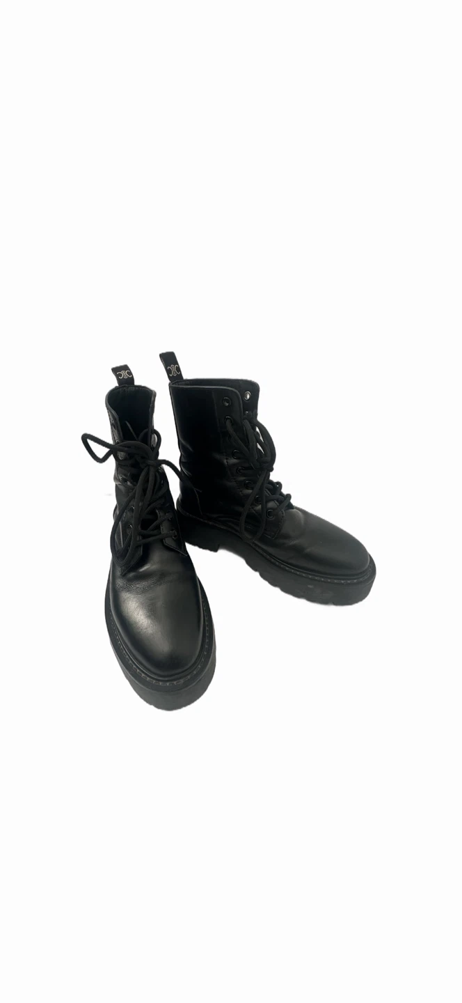 CELINE Black Leather Combat Boots