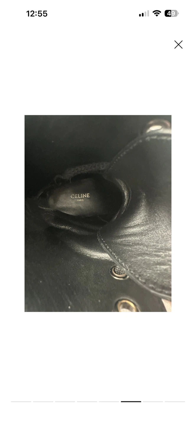 CELINE Black Leather Combat Boots - photo 3
