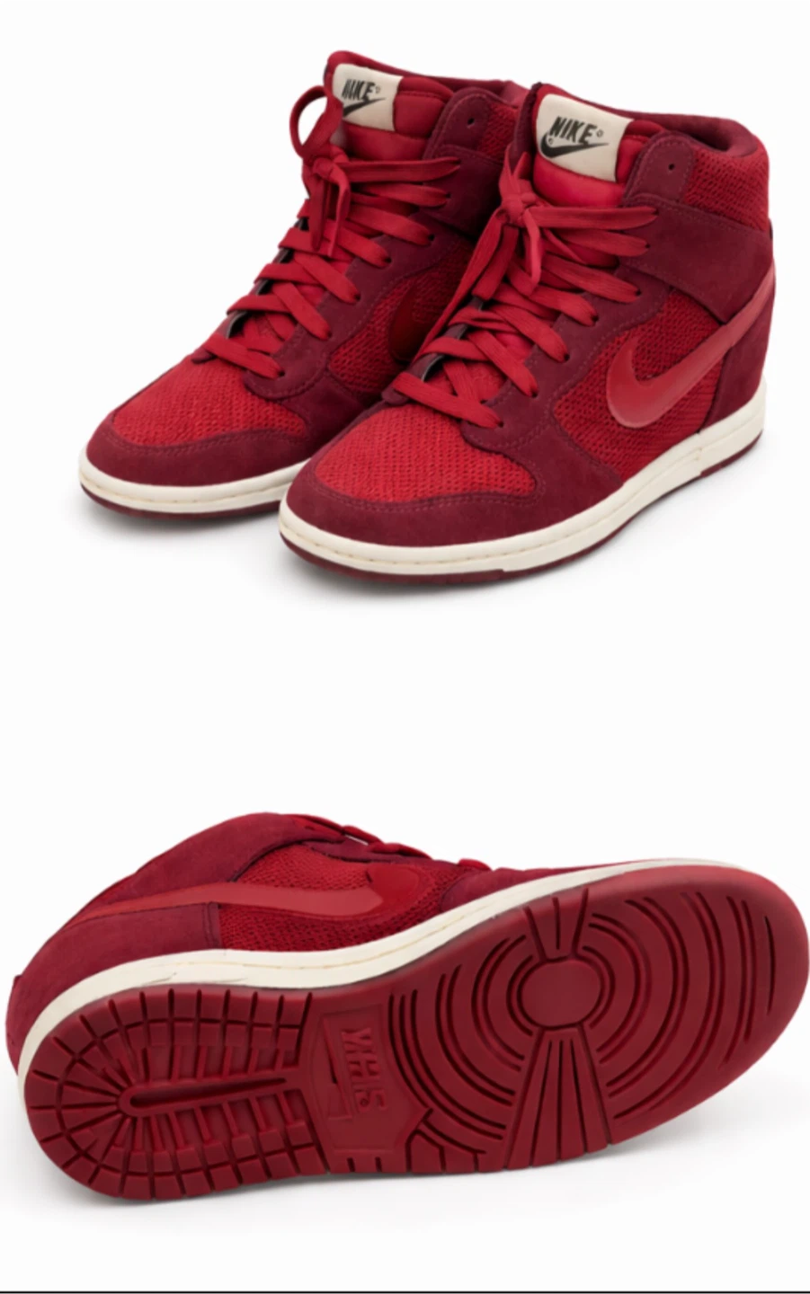 Nike Dunk Sky Hi Wedge Sneakers Red Size 2.5 Women's - photo 3