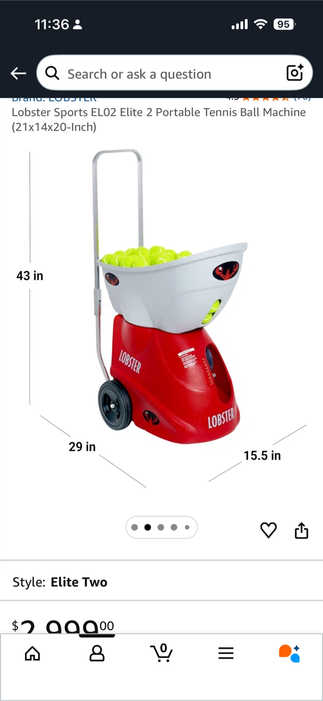 Lobster Sports EL02 Elite 2 Portable Tennis Ball Machine - photo 3