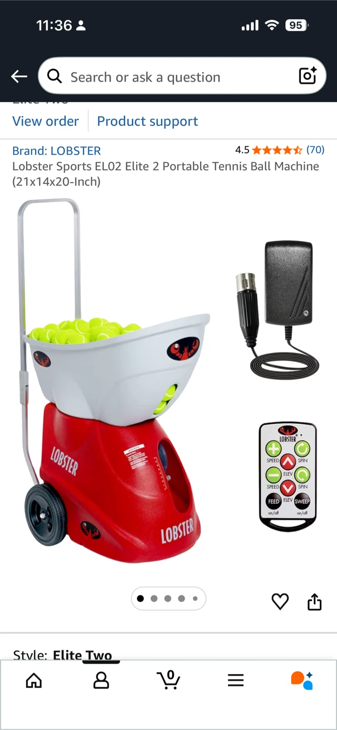 Lobster Sports EL02 Elite 2 Portable Tennis Ball Machine