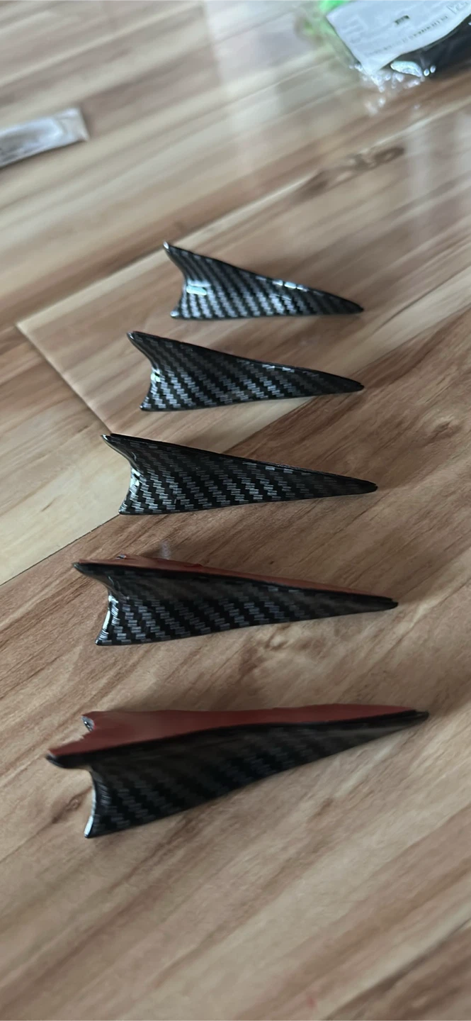 5 Pcs Carbon Fibre Pattern Car Roof Shark Fin Spoiler Winglets - photo 5