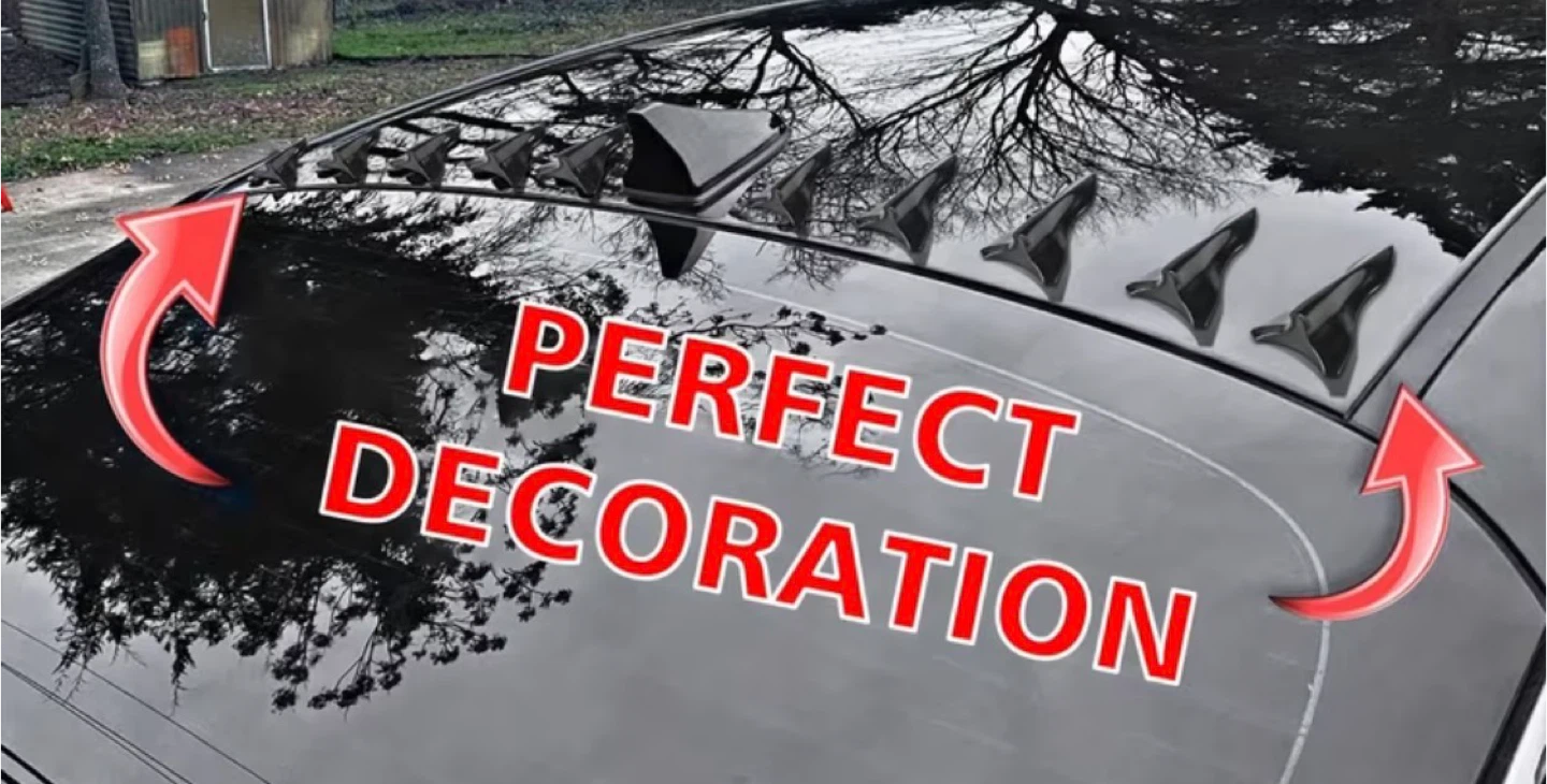 5 Pcs Carbon Fibre Pattern Car Roof Shark Fin Spoiler Winglets - photo 3