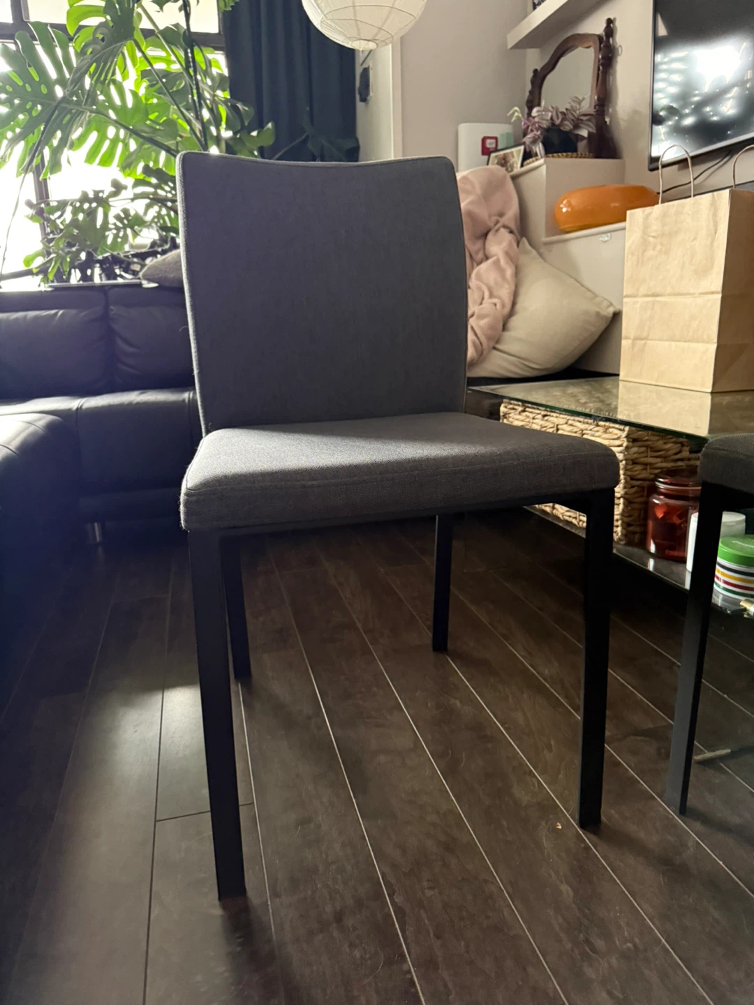 CB2 Grey Fabric Dining Chair x 4