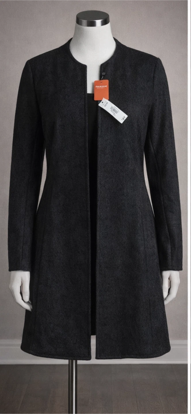 Joe Fresh Women's Charcoal Grey Collarless Coat - XS