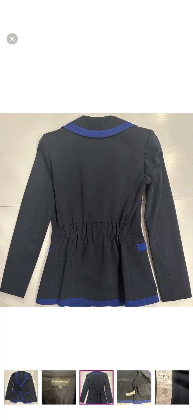 Emporio Armani Women's Black & Blue Trim Blazer Size 40 - photo 4