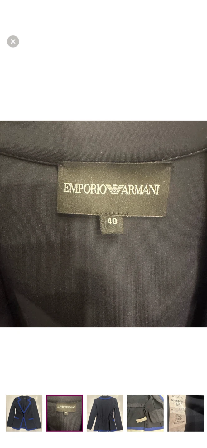 Emporio Armani Women's Black & Blue Trim Blazer Size 40 - photo 5